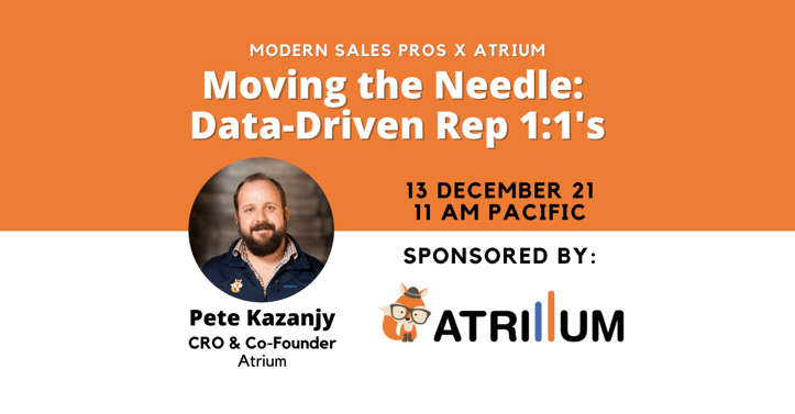 Event banner for December 13's Masterclass on Data-Driven Rep 1:1s
