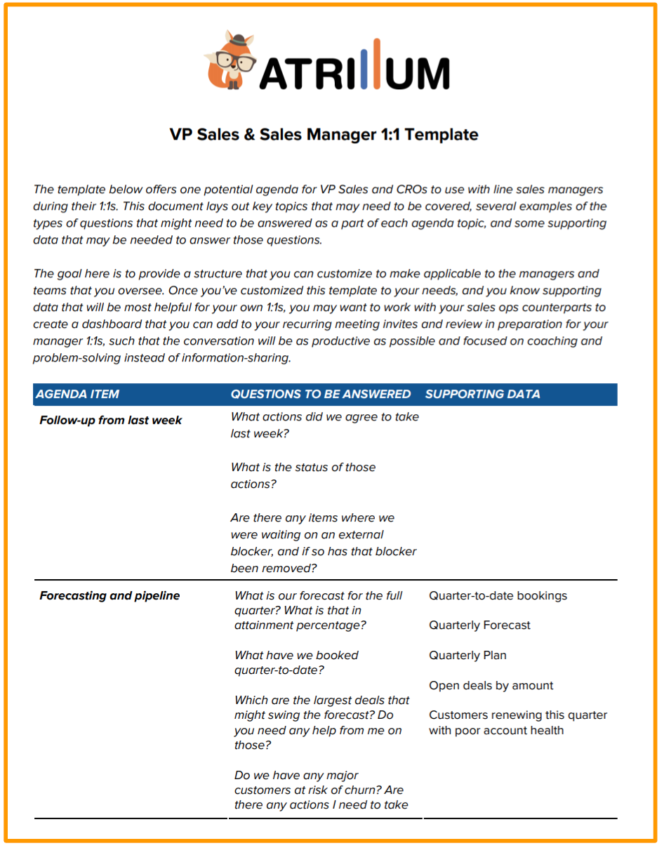 One On One Meeting Agenda Template